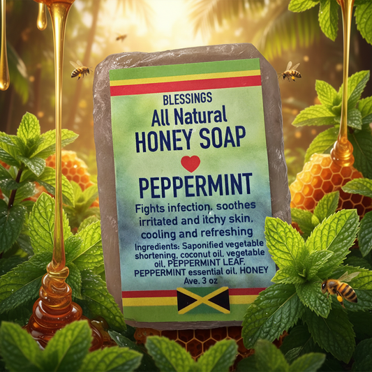 All Natural Skincare Blessings Honey Soap Peppermint - Jamaican Naturals