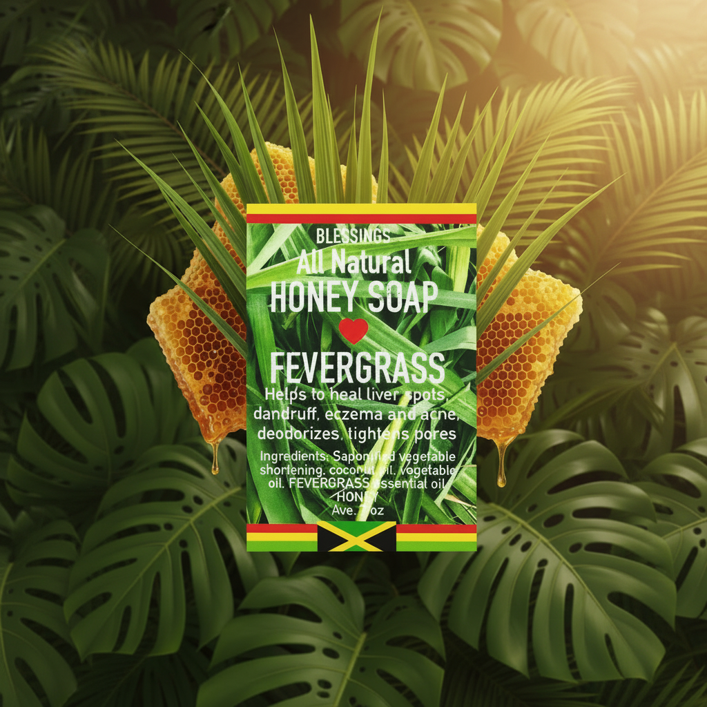 All Natural Skincare Blessings Honey Soap Fevergrass (Otherwise Known As Lemongrass) - Jamaican Naturals