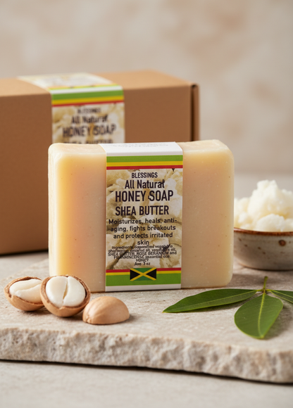 All Natural Skincare Blessings Honey Soap Shea Butter - Jamaican Naturals - Product Description