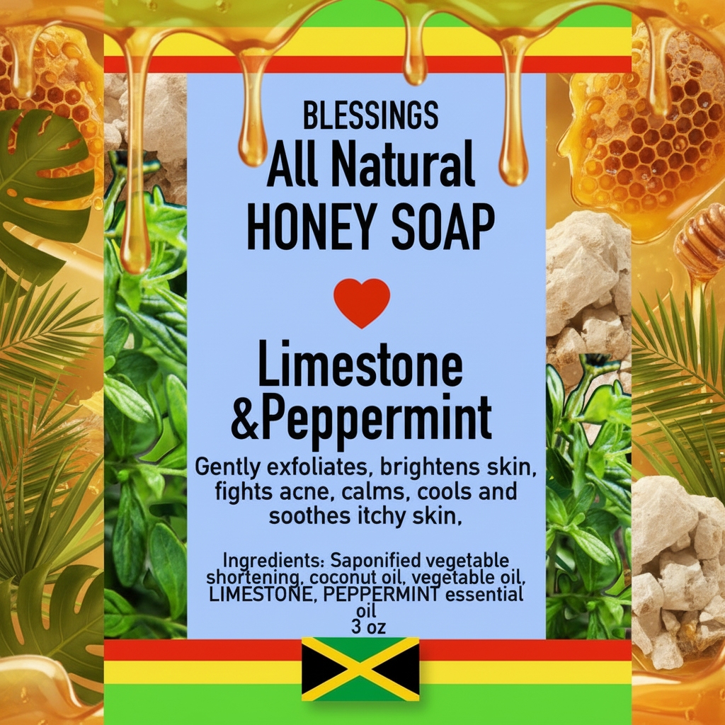 All Natural Skincare Blessings Honey Soap Limestone & Peppermint - Jamaican Naturals
