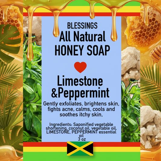All Natural Skincare Blessings Honey Soap Limestone & Peppermint - Jamaican Naturals