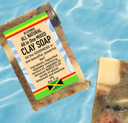 BLESSINGS ALL NATURAL BEACH CLAY ALL IN ONE FACE & BODY BAR