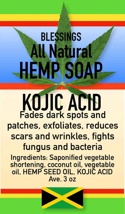 All Natural Skincare Blessings Hemp Soap Kojic Acid - Jamaican Naturals - Product Description