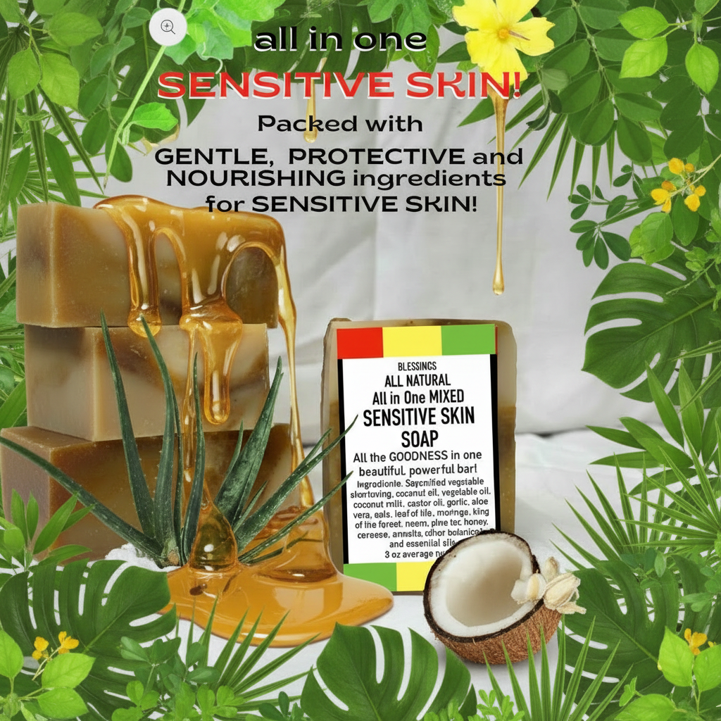 All Natural Skincare Blessings All in One Mixed Sensitive Skin Soap - Jamaican Naturals