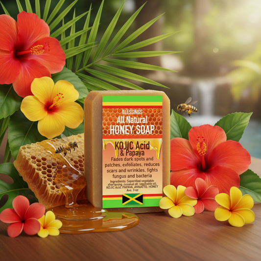 All Natural Skincare Blessings Honey Soap Kojic Acid Papaya - Jamaican Naturals