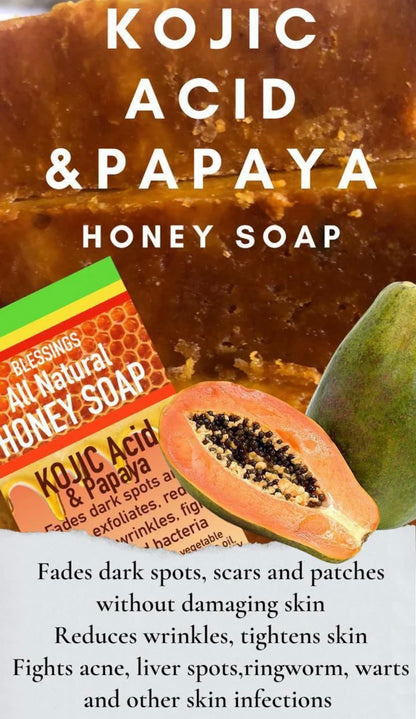 BLESSINGS ALL NATURAL HONEY KOJIC ACID PAPAYA FACE & BODY BAR