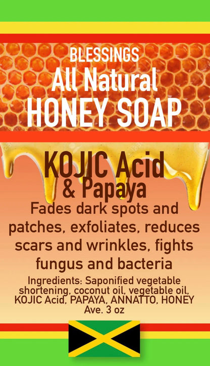 BLESSINGS ALL NATURAL HONEY KOJIC ACID PAPAYA FACE & BODY BAR
