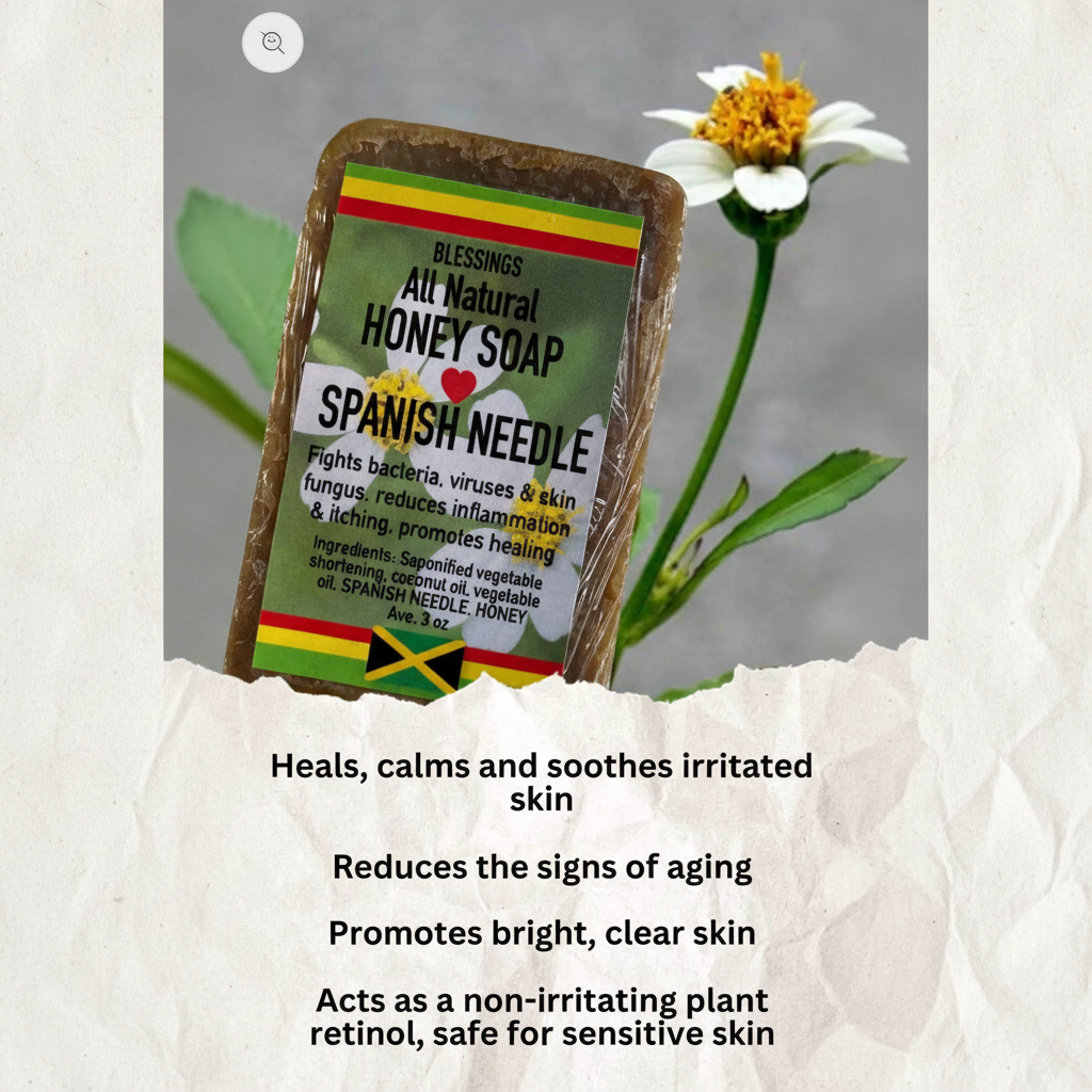All Natural Skincare Blessings Honey Soap Spanish Needle (Bidens Pilosa) - Jamaican Naturals