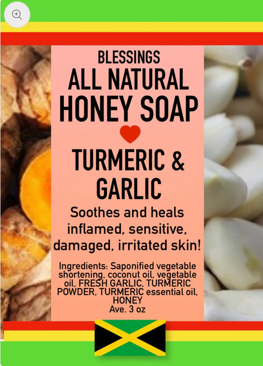 BLESSINGS ALL NATURAL *NEW* HONEY TURMERIC AND GARLIC FACE & BODY SOAP