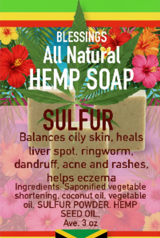 All Natural Skincare By Blessings Hemp Soap Sulfur - Jamaican Naturals