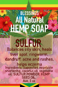 All Natural Skincare By Blessings Hemp Soap Sulfur - Jamaican Naturals