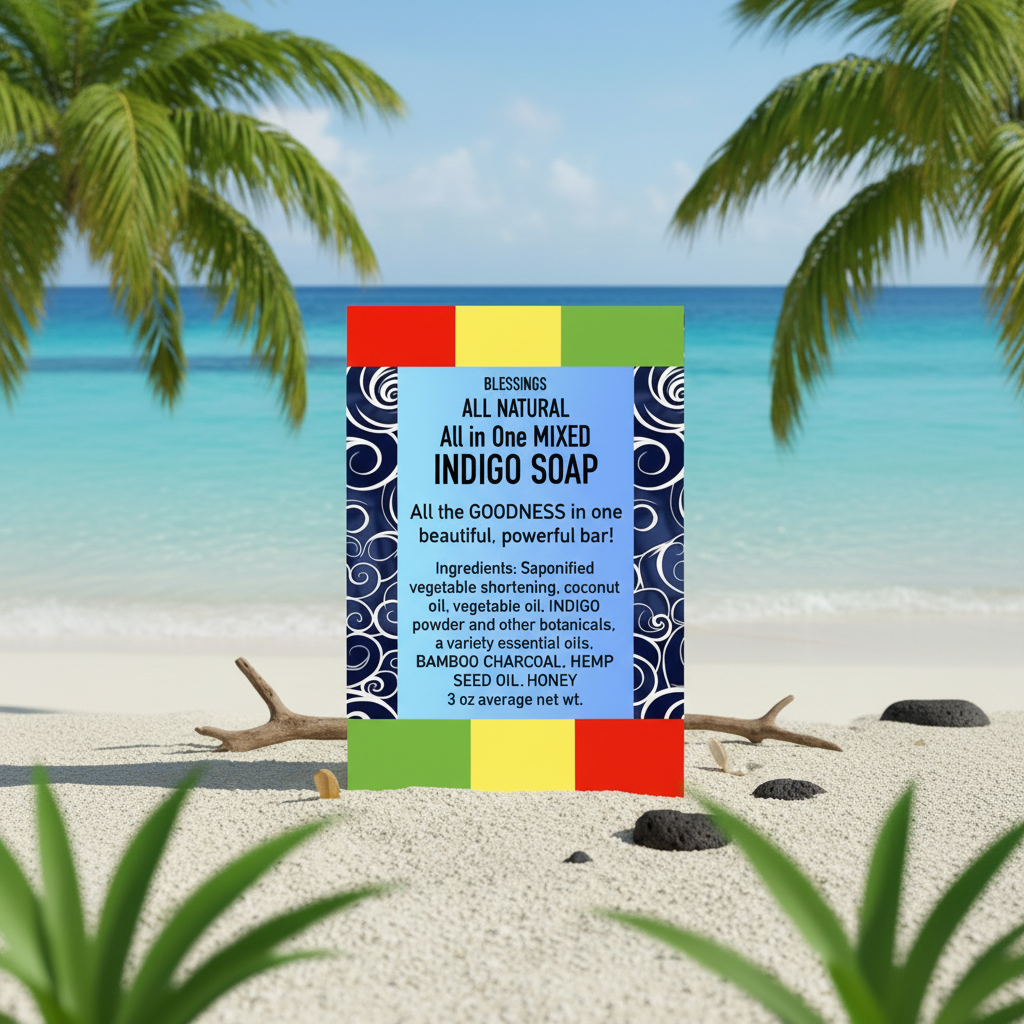 All Natural Skincare by Blessings All In One Mixed Indigo Soap