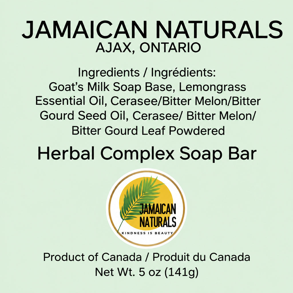 Jamaican Naturals Cerasee & Lemongrass Goat's Milk Soap Bar (5ozs./141g)