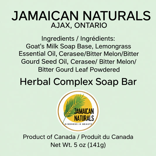 Jamaican Naturals Cerasee & Lemongrass Goat's Milk Soap Bar (5ozs./141g)
