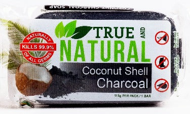 TRUE AND NATURAL COCONUT SHELL CHARCOAL FACE & BODY BAR
