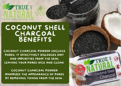 TRUE AND NATURAL COCONUT SHELL CHARCOAL FACE & BODY BAR