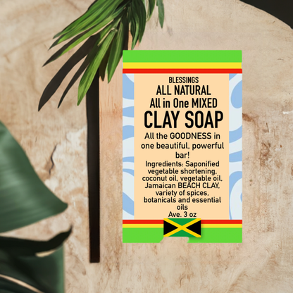 BLESSINGS ALL NATURAL BEACH CLAY ALL IN ONE FACE & BODY BAR