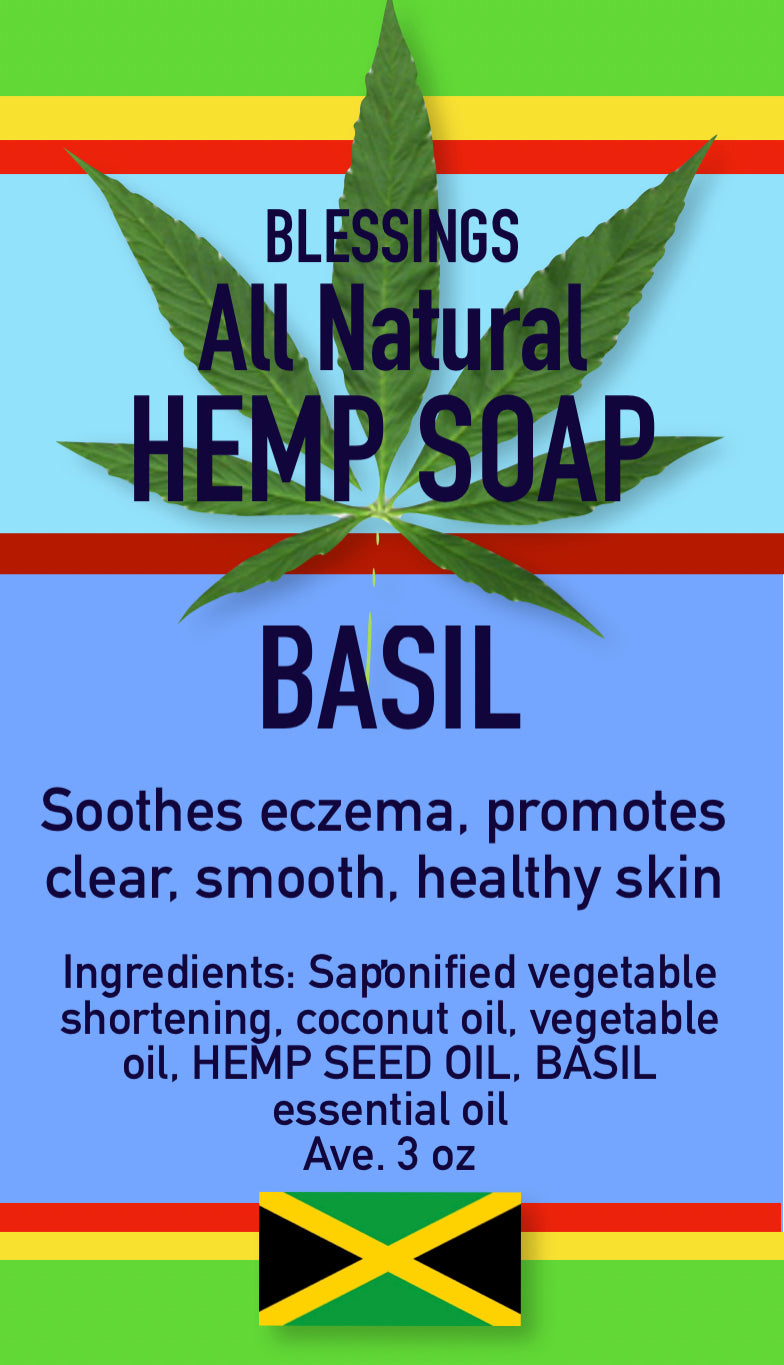 All Natural Skincare  Blessings Hemp Soap Basil - Jamaican Naturals