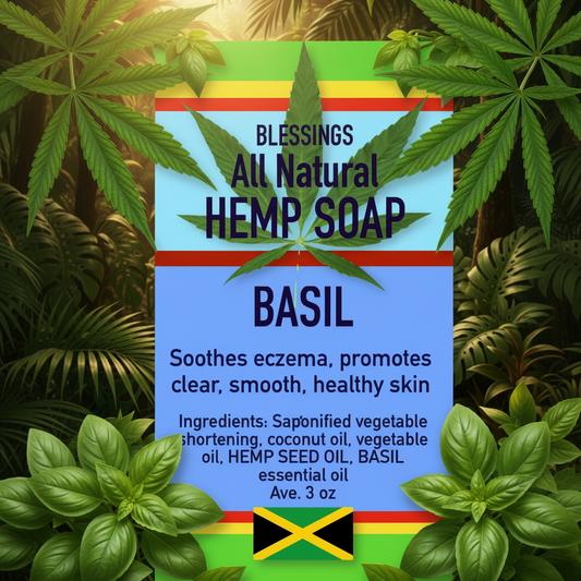 All Natural Skincare  Blessings Hemp Soap Basil - Jamaican Naturals
