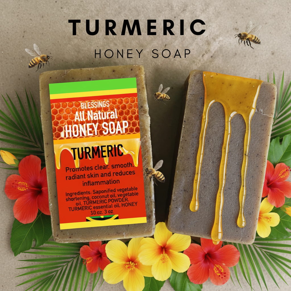 All Natural Skincare Blessings Honey Soap Turmeric - Jamaican Naturals